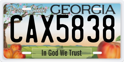 GA license plate CAX5838