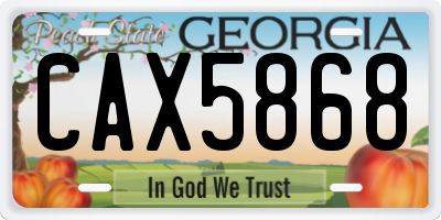 GA license plate CAX5868