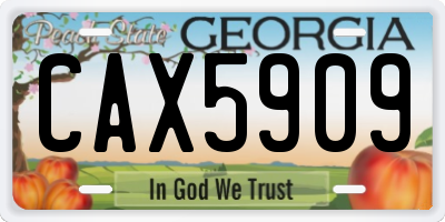 GA license plate CAX5909