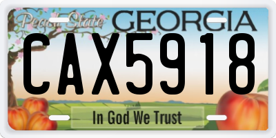 GA license plate CAX5918