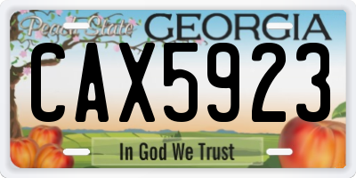 GA license plate CAX5923