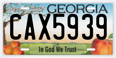 GA license plate CAX5939