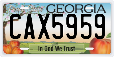 GA license plate CAX5959