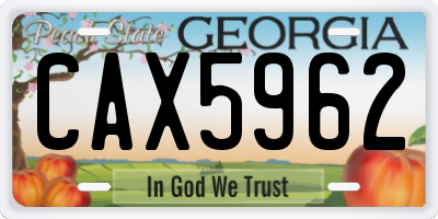 GA license plate CAX5962
