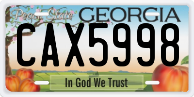 GA license plate CAX5998
