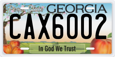 GA license plate CAX6002