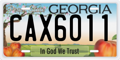 GA license plate CAX6011