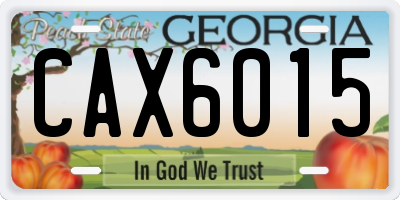 GA license plate CAX6015