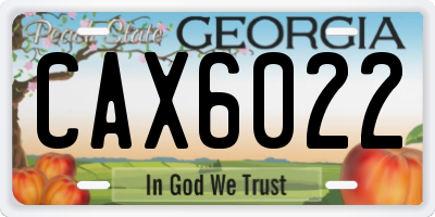 GA license plate CAX6022