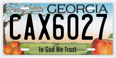 GA license plate CAX6027