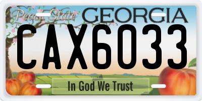 GA license plate CAX6033