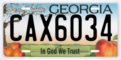 GA license plate CAX6034