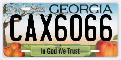 GA license plate CAX6066