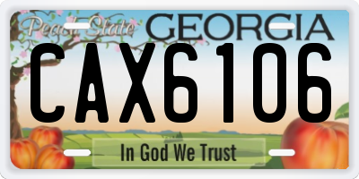 GA license plate CAX6106
