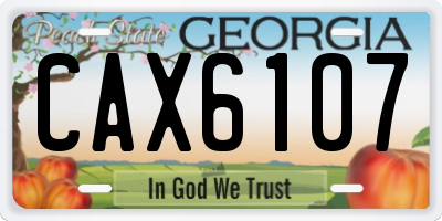 GA license plate CAX6107