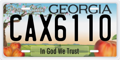 GA license plate CAX6110