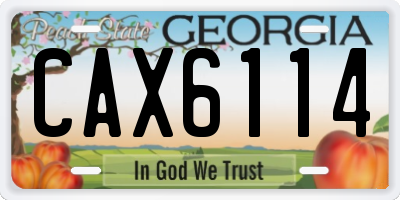 GA license plate CAX6114