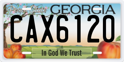 GA license plate CAX6120