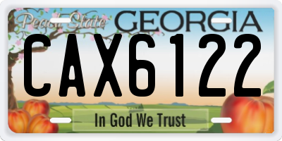 GA license plate CAX6122