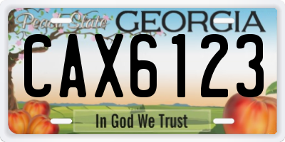 GA license plate CAX6123