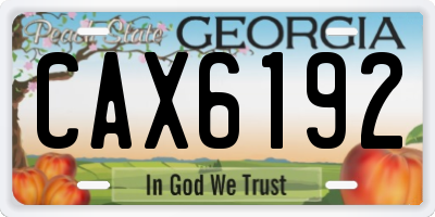 GA license plate CAX6192