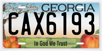 GA license plate CAX6193