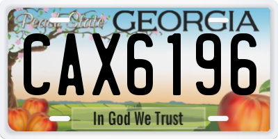 GA license plate CAX6196