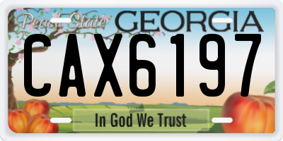 GA license plate CAX6197