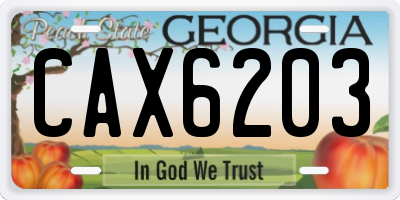 GA license plate CAX6203