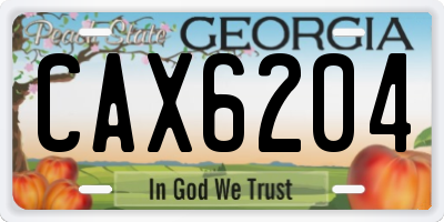 GA license plate CAX6204