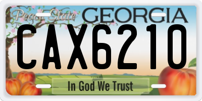 GA license plate CAX6210