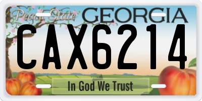 GA license plate CAX6214