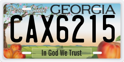 GA license plate CAX6215
