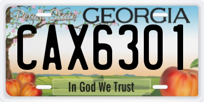 GA license plate CAX6301