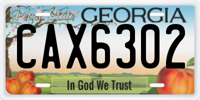 GA license plate CAX6302
