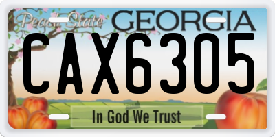 GA license plate CAX6305