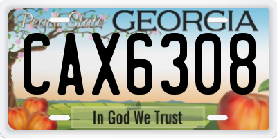 GA license plate CAX6308