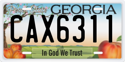 GA license plate CAX6311