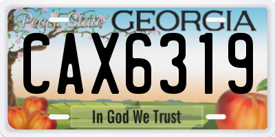 GA license plate CAX6319