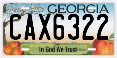 GA license plate CAX6322