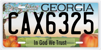 GA license plate CAX6325