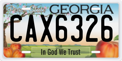 GA license plate CAX6326