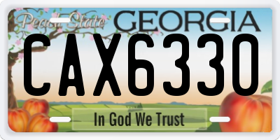 GA license plate CAX6330