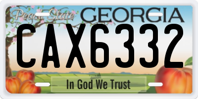 GA license plate CAX6332