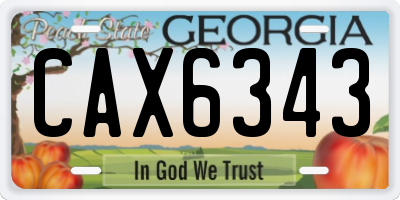 GA license plate CAX6343