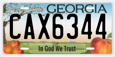 GA license plate CAX6344
