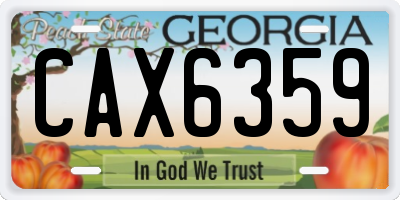 GA license plate CAX6359