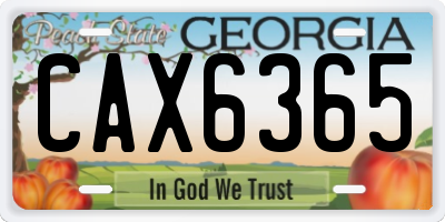 GA license plate CAX6365