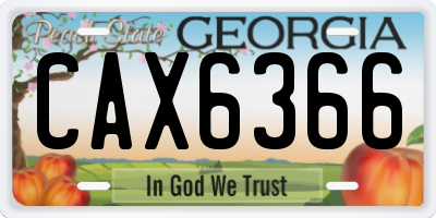 GA license plate CAX6366