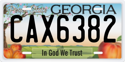 GA license plate CAX6382